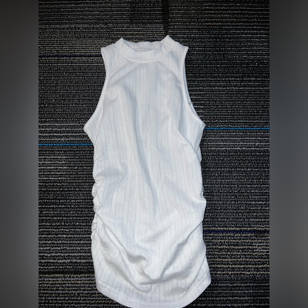 SHEIN white full length tank women’s size S. Ruched sides for cinched look